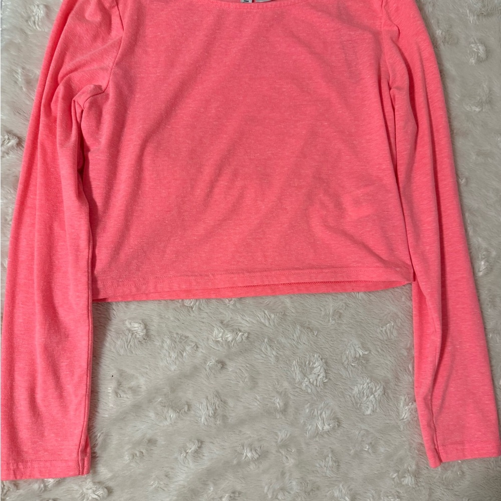 Coral Long Sleeve Crop Top